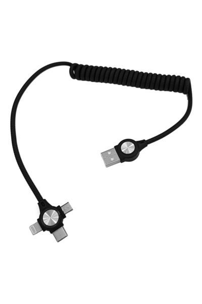 POWERTECH καλώδιο USB σε 3 in 1 CAB-U114, 12W, σπιράλ, έως 1m, μαύρο