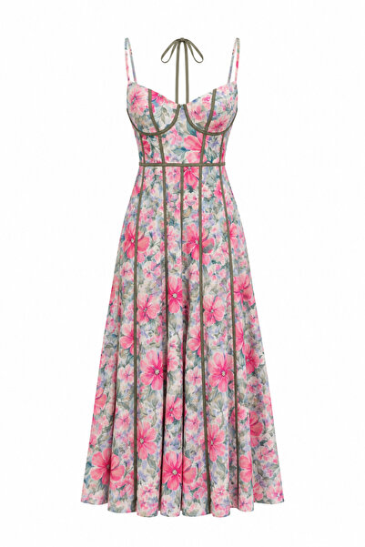 HAZELANNA Pink Dress with Ribbed Bust and Underwire