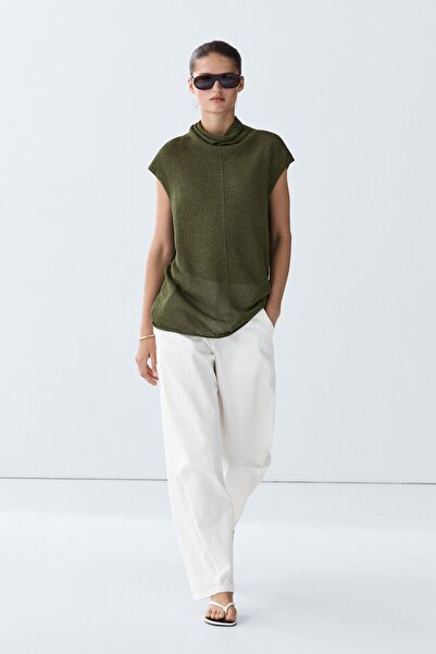 Massimo Dutti Drape dik yaka triko bluz