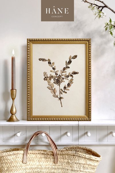 Hane Concept Tablou înrămat cu ramură botanică vintage, Tablou înrămat botani...