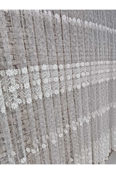 MİR Papatay Patterned Tulle Curtain Papatya Grained Tulle Agri Gremajli 1/3 P...