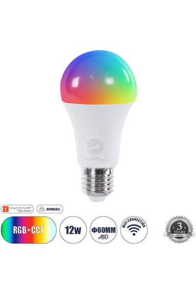 Other GloboStar Έξυπνη Λάμπα LED 12W για Ντουί E27 και Σχήμα A60 Ρυθμιζόμενο ...