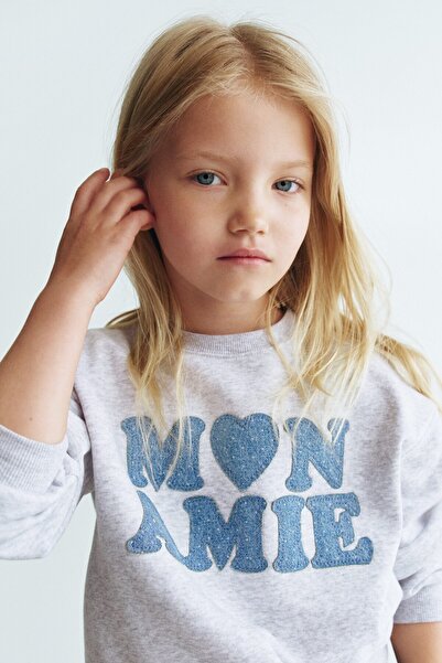 H&M Motif Detaylı ve İçi Tüylü Sweatshirt