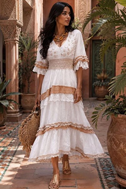 AsprinFashion Women's Imported Embroidered Gipeli Maxi Dress – Bohemian Summe...