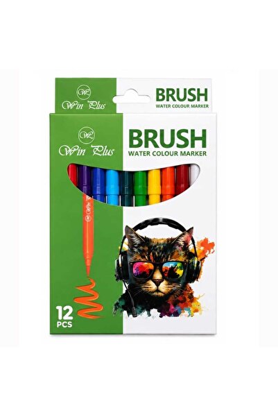 winplus Win Plus 12 pcs Brush Water Colour Marker, Assorted, BM-10