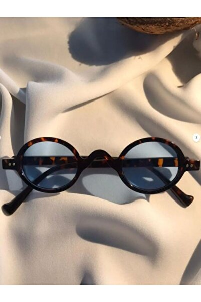 Mise Aksesuar Blue Glass Retro Sunglasses Unisex with Leopard Frame