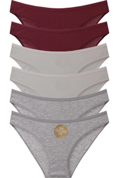 papatya lingerie Cotton Ribbed Basic Slip Panties 6 Pack Size 38-40 Pw-1020-6...