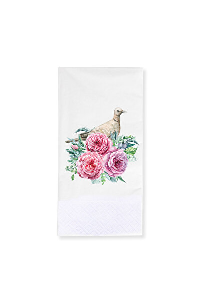 Story 33X33 cm Peony Flowers Floral Patterned 2 Ply 16 Pieces 1/8 Fold White ...