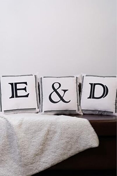 Yıldızan Nry Shop Lettered Throw Pillow Cover Velvet 43X43 cm Double Sided Le...