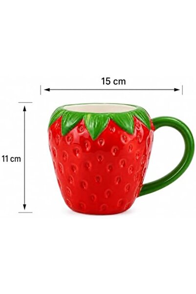 Yıldızan Sna Shop Strawberry Design Ceramic Mug, Large Size Decorative Strawb...