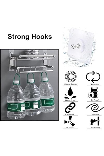 Yıldızan Xspring Adhesive Wall Hooks, 20 Pieces of Sturdy Adhesive Hangers, W...