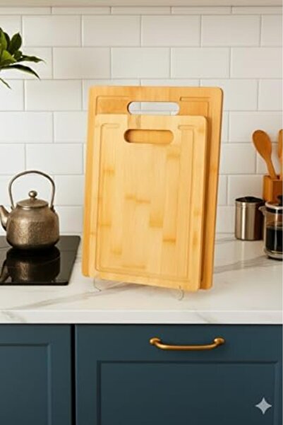 Yıldızan Msa Shop 2-Pack Bamboo Cutting Board Bamboo Chopping Board Natural B...