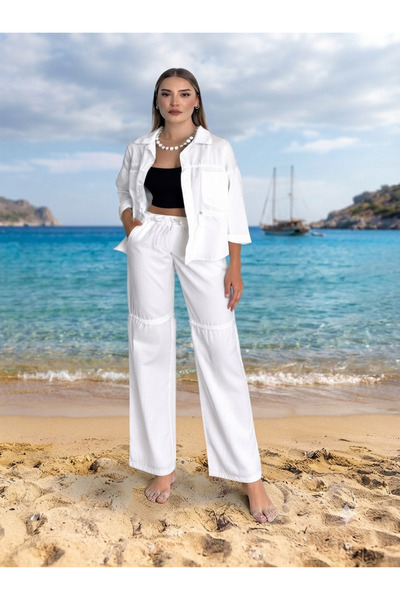 SOLİS MODA Women's Cotton Beach Post-Sports Two-Piece Set