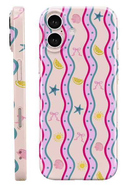 WANNA PROTECT iPhone 17 Pink Wave Protect Slim Parlak Tam Kaplayan Baskı Kame...