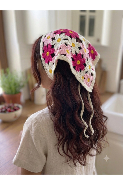 gülümse gel Kadın File Örgü Bandana Yazlık Delikli Triko Saç Bandanası Plaj U...