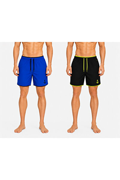 Karatopak 2-Piece Pocket Zipper-Lined Colorful Swim Shorts