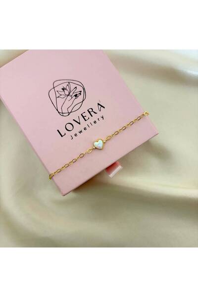 Lovera Jewellery 925 Ayar Gümüş Sertifikalı 14K Gold Renk Beyaz Opal Taşlı Ka...