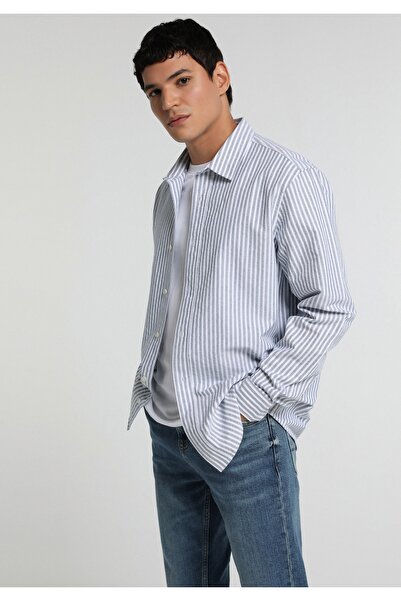 Colin's Regular Fit Shirt Neck Striped Men's Blue Long Sleeve Shirt