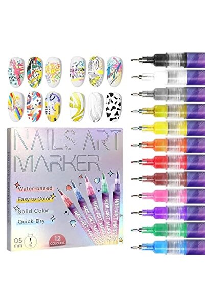 Arabest 12 Colors 3D Nail Art Paint Pen Set,Dotting Liner Graffiti Drawing Ac...