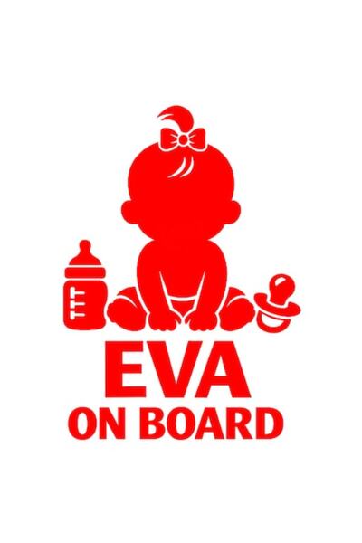 OEM Autocolant decorativ auto  "EVA ON BOARD ", M2, 10cm, Roșu