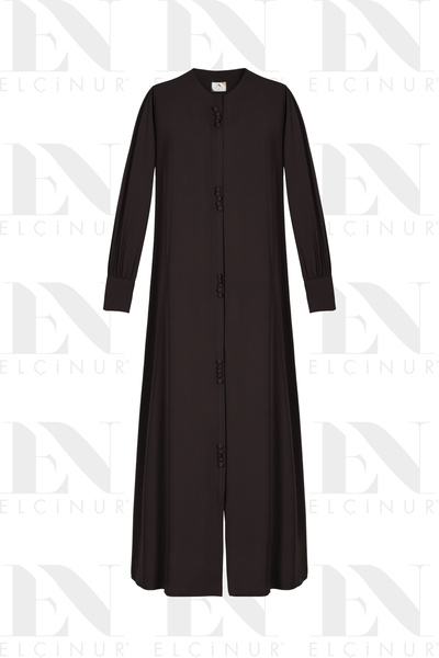 ELÇİNUR 26179 Button-Detail Zippered Ferace