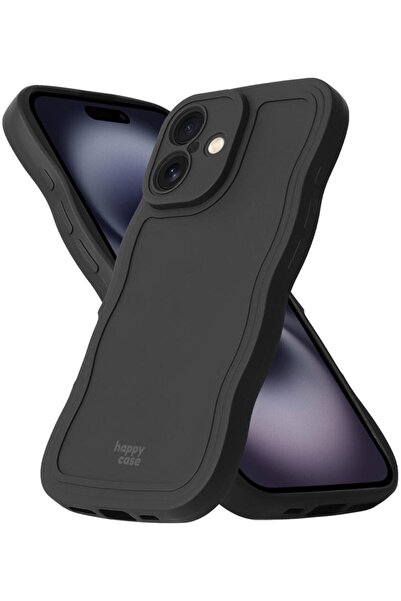 HappyCase Θήκη iPhone 16 Wavy Σιλικόνης - Black