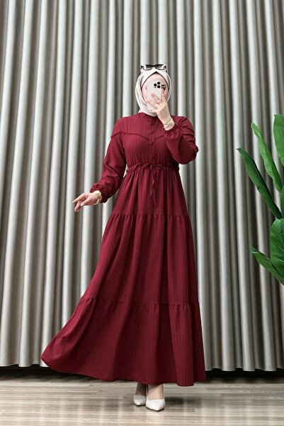 ALYA Φόρεμα Suede από ύφασμα Maya, γυναικείο, μπορντό, με ανοιγόμενα κουμπιά,...