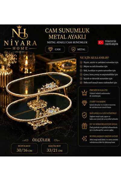 Niyara home CAM SUNUMLUK METAL AYAKLI METAL AYAKLI CAM SUNUMLUK CAM METAL
