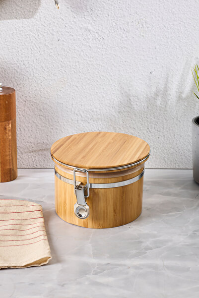Perotti Calista Small Bamboo Vacuum Spice Rack and Storage Jar