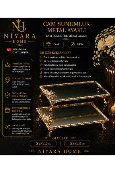 Niyara home Glass Presentation Stand with Metal Legs Glass Presentation Stand...