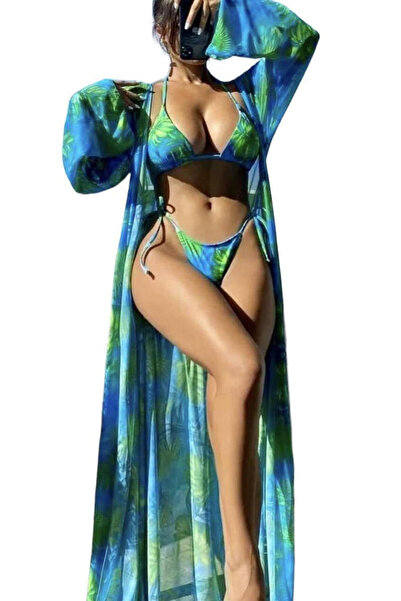 Woman's Fashion Σετ μπικίνι τριών τεμαχίων σε πράσινο χρώμα