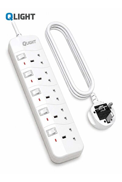Generic QLIGHT Power Extension Cable with Individual Switches, Surge Protecti...