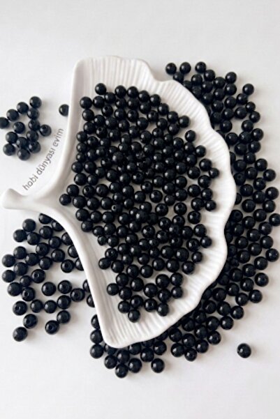 hobi dünyası evim 8 MM 25 GRAM SİYAH İNCİ BONCUK PLASTİK TAKI AKSESUAR BİLEKL...