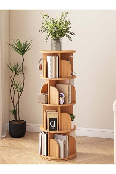 SHEIDLIN 360° Rotating Bookshelf, Large Capacity Bookcase with Anti-Fall Baff...