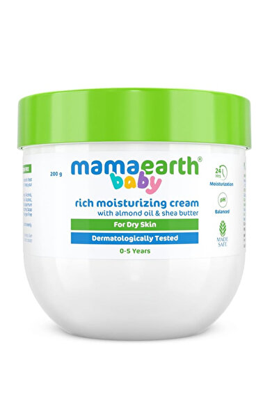 Mamaearth كريم بيبي ريتش المرطب بزيت اللوز وزبدة الشيا للبشرة الجافة - 200 جرام