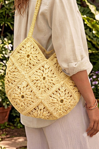 Rose espirit Boho-Love Kalp El Örgüsü Çanta