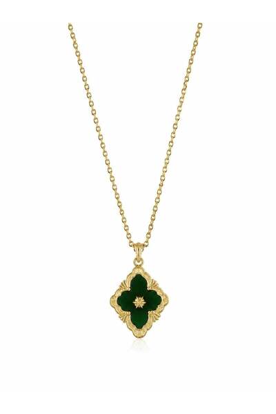 neslyaccessories قلادة ثنائية الجانب باللون الأخضر من بوس
