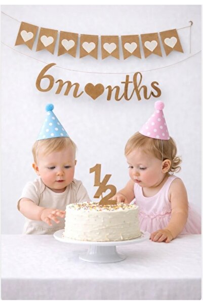 Yamello Yarım Yaş Kraft Retro 6 Months Parti Set 3 Parça