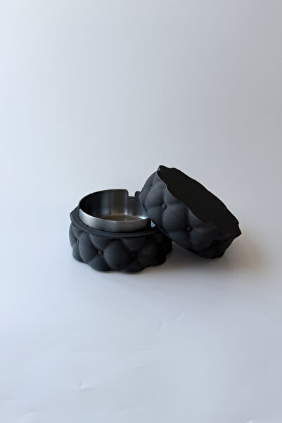 sin istanbul Steel Round Ashtray with Quilted Lid Anthracite