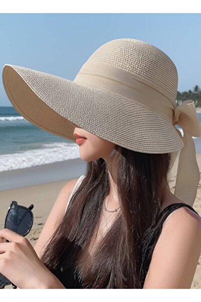 Gigi Luxe Kadın Hasır Fiyonklu Premium Laura Şapka