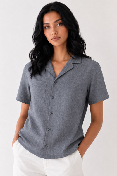 Albie Women's Buttoned Linen Textured Summer Shirt