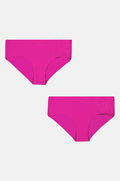 Puma Women 2 Pack Brand Logo Seamless Hipster Panties, Deep Orchid