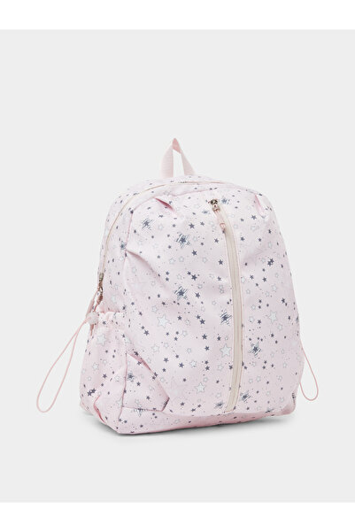 Styli Girls Star Print Backpack with Zip Closure