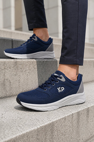 IN-STEP Ares King Paolo Navy Blue Mesh Lace-Up Thick Sole Casual Sports Shoes