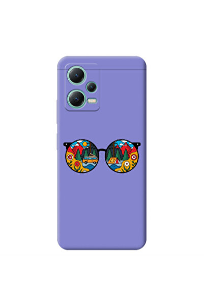 Other Xiaomi Redmi Note 12 Pro 5G Round Glasses Purple Colored Silicone TPU Θήκη