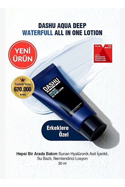 Dashu All-In-One Care Lotion with Hyaluronic Acid Mens Aqua Deep Waterfull Al...