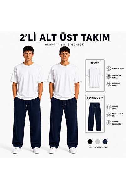 JULİA MODA 2-Piece Men's Sweatpants and Top Set, Lightweight and Breathable F...