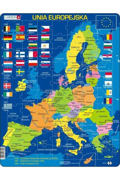 Larsen Puzzle - Uniunea Europeana, Harta, Steaguri, Multicolor