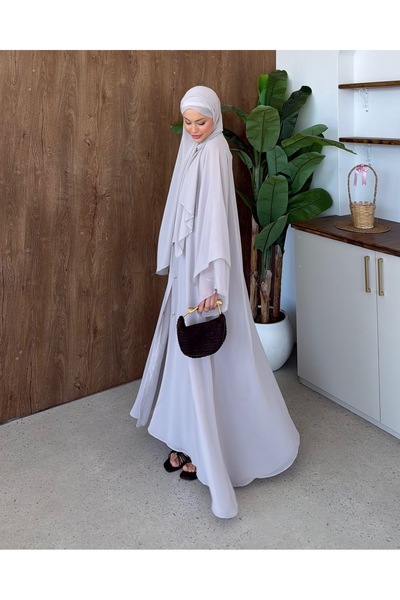 Adalenna Moda Şifon Şık Tasarım Abaya Şal Dahil