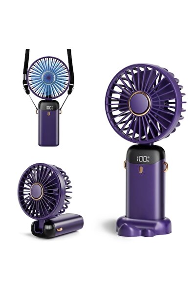 SuooTci Ventilator portabil, SuooTci, mini, 5 viteze, violet, 12h, 90 ° pliabil
